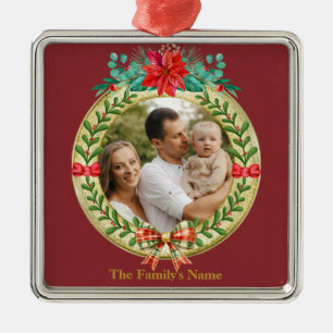 Personalised Picture Frame and Christmas Wreath Metal Ornament