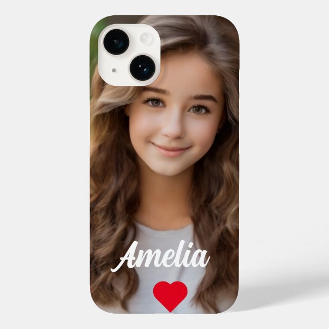Personalised picture modern script Name love  Case-Mate iPhone Case (Back)
