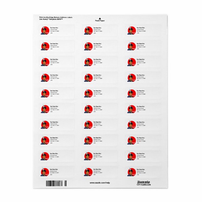 Personalised Picture  Return Address Label (Full Sheet)