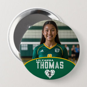 Personalised Picture Volleyball Player Name Number 10 Cm Round Badge