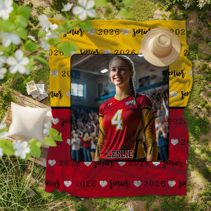 Personalised Picture Volleyball Senior Graduation Fleece Blanket