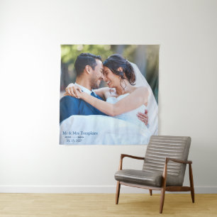 Personalised Picture Wedding Reception Decor Tapestry