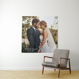 Personalised Picture Wedding Reception Decor Tapestry