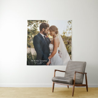 Personalised Picture Wedding Reception Decor Tapestry