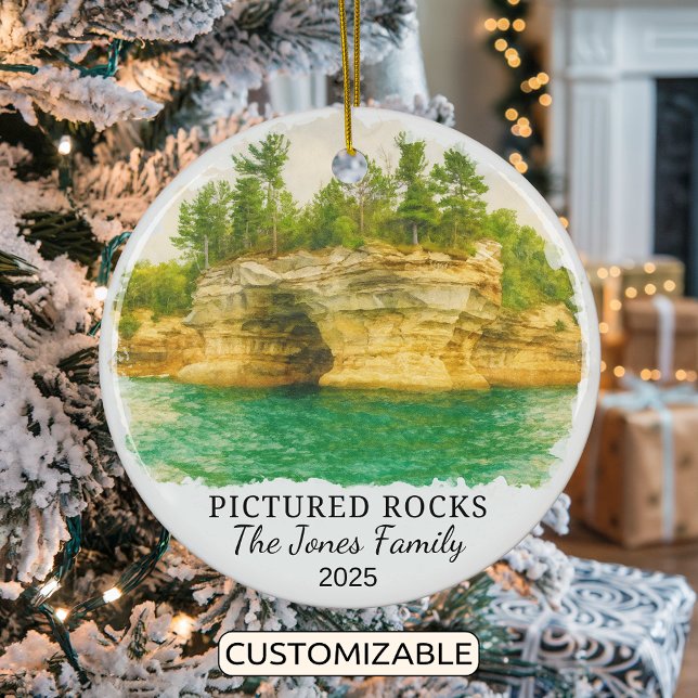 Personalised Pictured Rocks Ornament, Michigan Ceramic Ornament (Creator Uploaded)