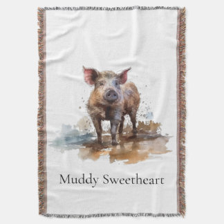 Personalised Pig Country Farmhouse Welcome Throw Blanket