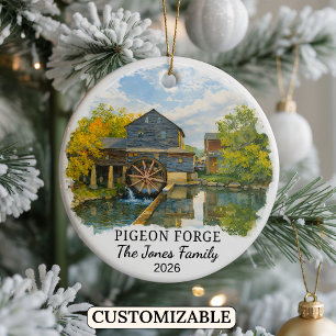 Personalised Pigeon Forge Ornament, Tennessee Ceramic Ornament