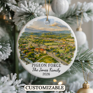 Personalised Pigeon Forge Ornament, Tennessee Ceramic Ornament