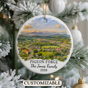 Personalised Pigeon Forge Ornament, Tennessee Ceramic Ornament