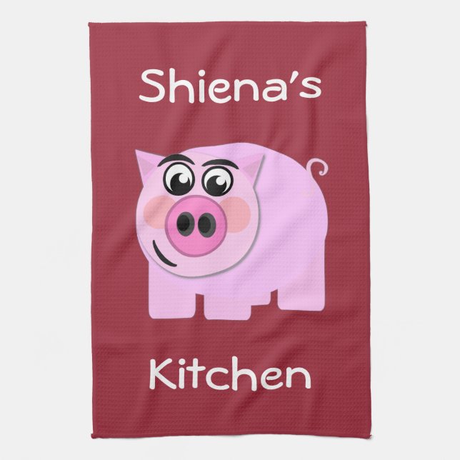 Personalised Piggy Tea Towel (Vertical)