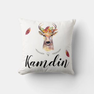 Personalised Pillow boho deer Buck Head Browning B