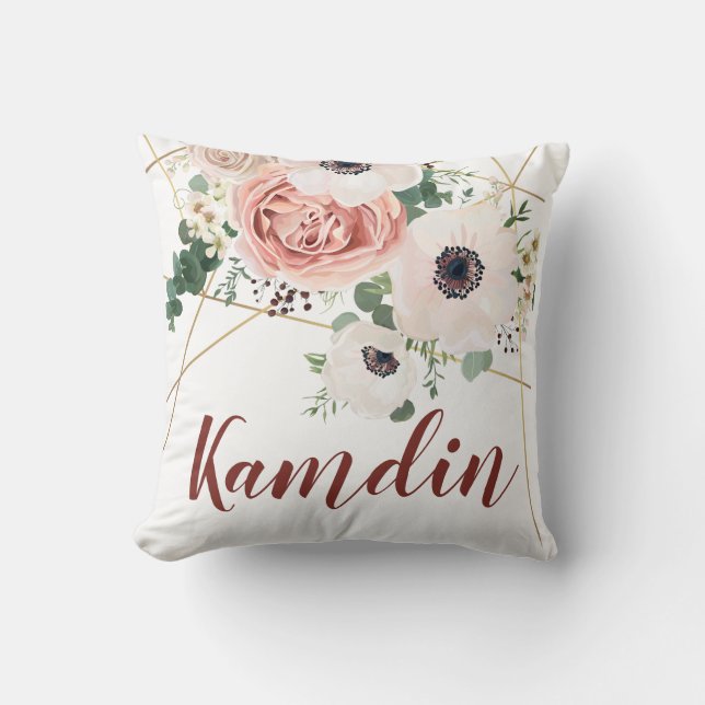 Personalised Pillow Geometric Garden Rose (Front)
