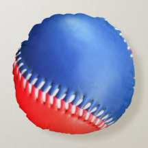 Personalised Pillow Red White Blue Baseball
