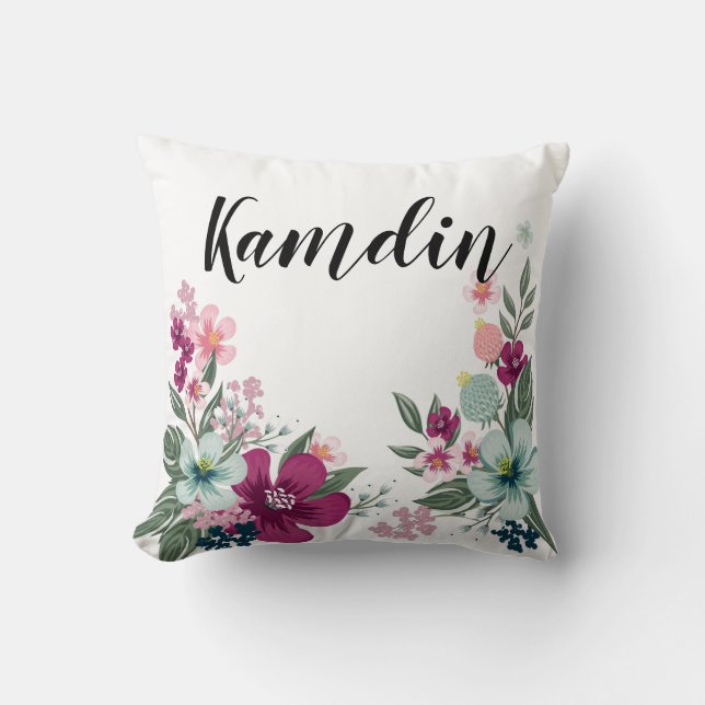 Personalised Pillow Tropical Flower on White (Front)