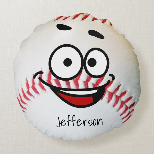 Personalised Pillow White Baseball funny face (Back)