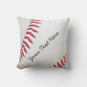 Personalised Pillow White Baseball red stitching