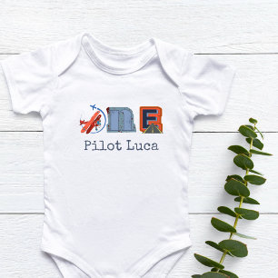 Personalised Pilot First Birthday  Baby Bodysuit