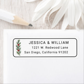 Personalised Pine Branch Wedding Return Address La Label