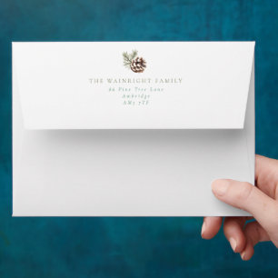 Personalised Pine Cone & Leaves Family Holiday Envelope