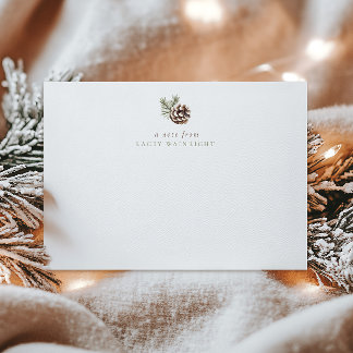 Personalised Pine Cone & Leaves Winter Woodland Card