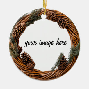 personalised pine cone wreath ceramic ornament