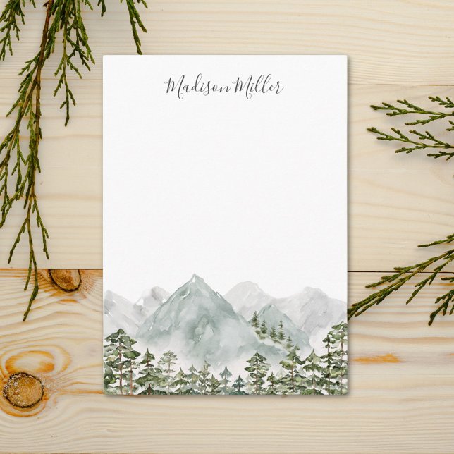 Personalised Pine Forest and Mountains Card (Close up)