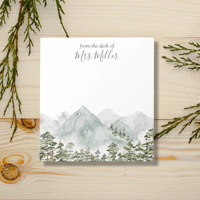 Personalised Pine Forest and Mountains Notepad (Close up)