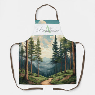 Personalised Pine Forest Path with Name & Monogram Apron