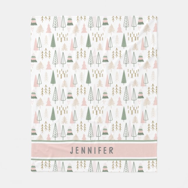 Personalised Pine Retreat Whimsical Fleece Blanket (Front)