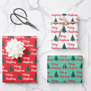 Personalised Pine Tree & Merry Christmas  Wrapping Paper Sheet