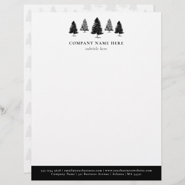 Personalised Pine Tree Themed Business  Custom Letterhead (Front/Back)