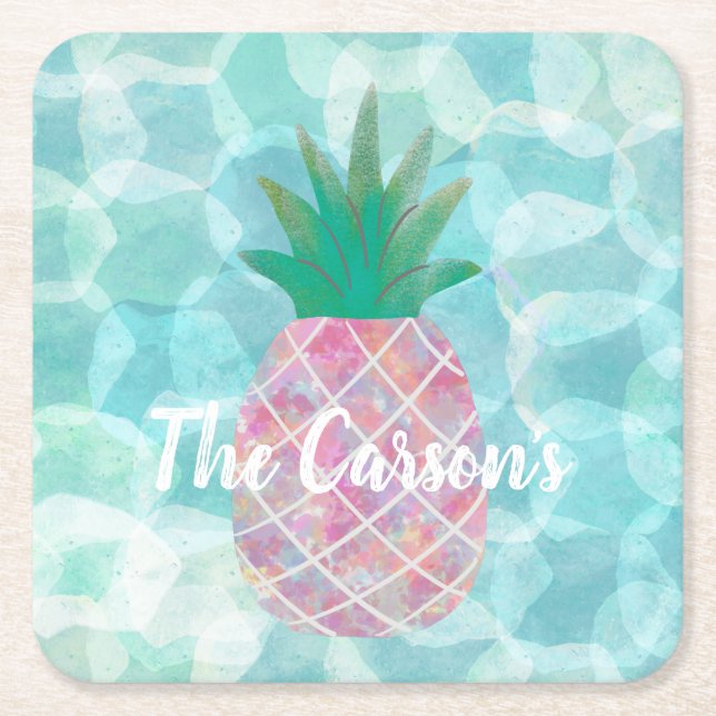 Personalised Pineapple Bar Drink Coasters  (Front)