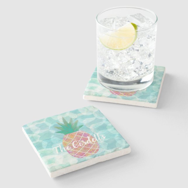 Personalised Pineapple Bar Drink Coasters  (Side)