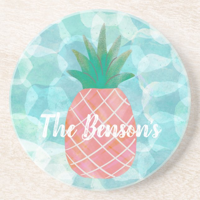Personalised Pineapple Bar Drink Coasters  (Front)