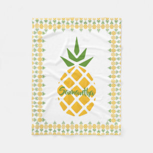 Personalised Pineapple, Editable White Background Fleece Blanket