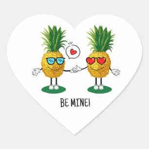 Personalised Pineapple Emoji Love Couple Heart Sticker