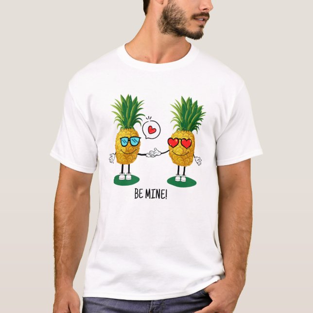 Personalised Pineapple Emoji Love Couple T-Shirt (Front)
