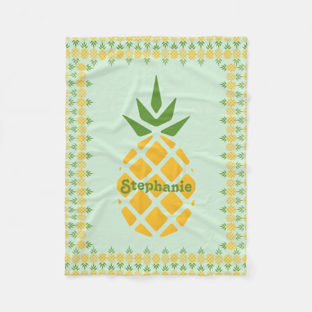 Personalised Pineapple Fleece Blanket (Front)