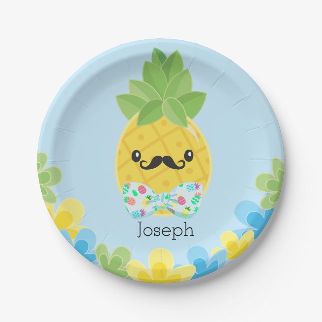 Personalised Pineapple Little Mister Boys   Paper Plate (Front)