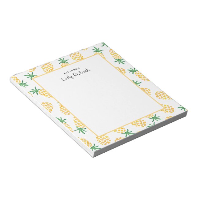 Personalised pineapple patterned Notepad (Angled)