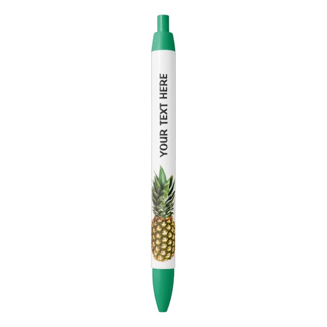 Personalised pineapple print pens with custom text (Front Vertical)