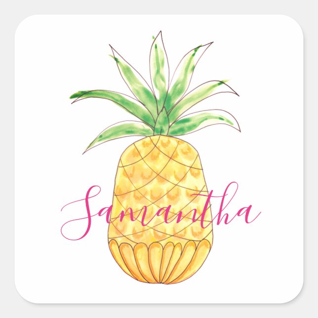 Personalised Pineapple Square Sticker (Front)