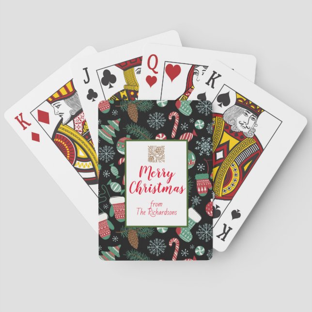 Personalised Pinecones, Candy Canes Mittens Trees Playing Cards (Back)