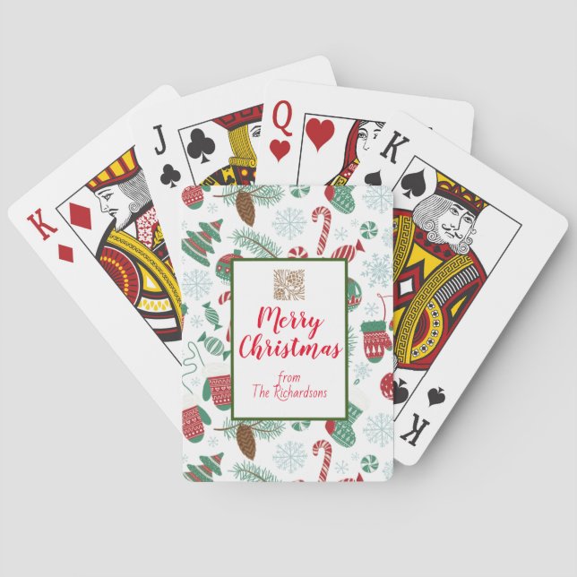 Personalised Pinecones, Candy Canes Mittens Trees Playing Cards (Back)