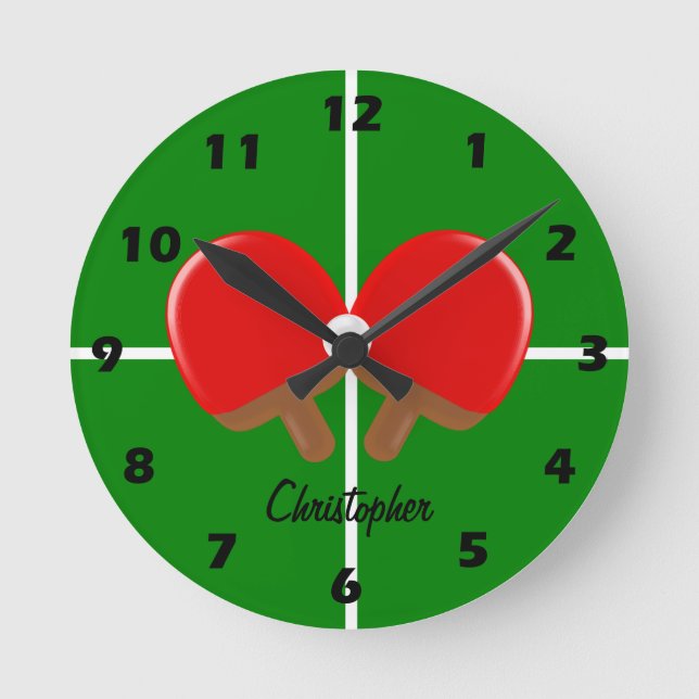 Personalised Ping Pong Round Clock (Front)