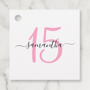 Personalised Pink 15th Birthday Favour Tags