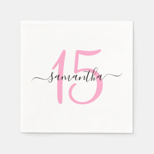 Personalised Pink 15th Birthday Napkin