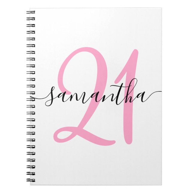 Personalised Pink 21st Birthday Guestbook Notebook (Front)