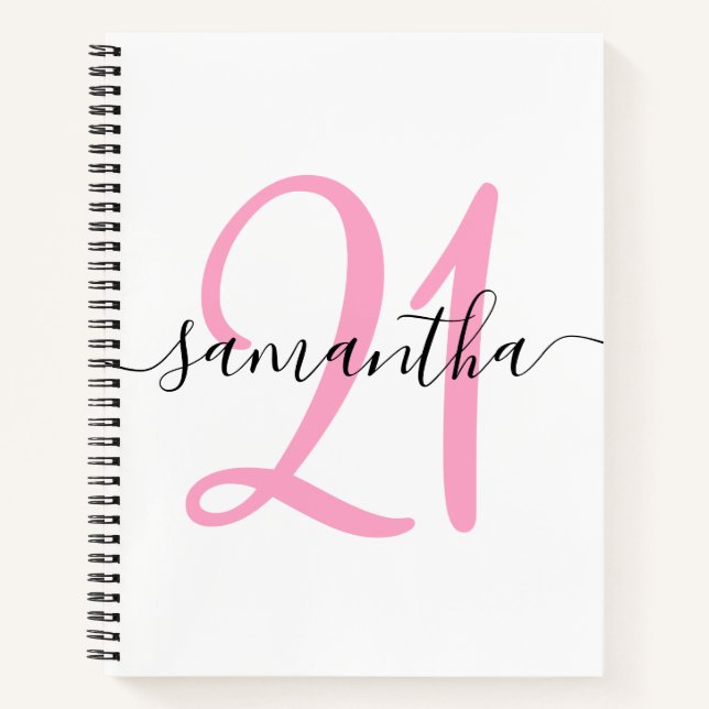 Personalised Pink 21st Birthday Guestbook Notebook (Front)
