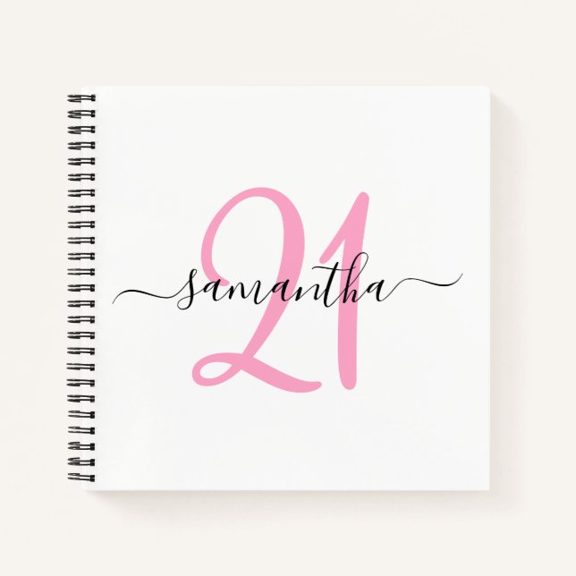 Personalised Pink 21st Birthday Guestbook Notebook (Front)